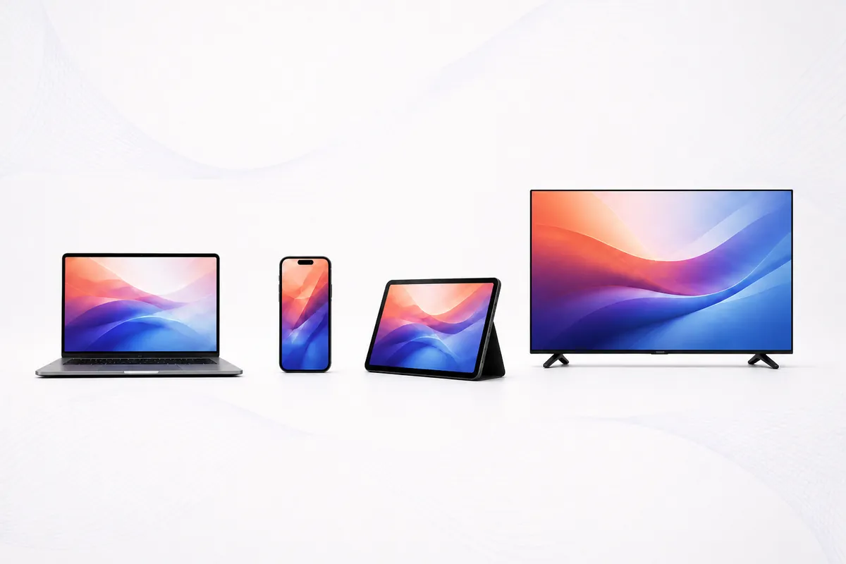 IPTV subscription streaming on a television, laptop, tablet and smartphone