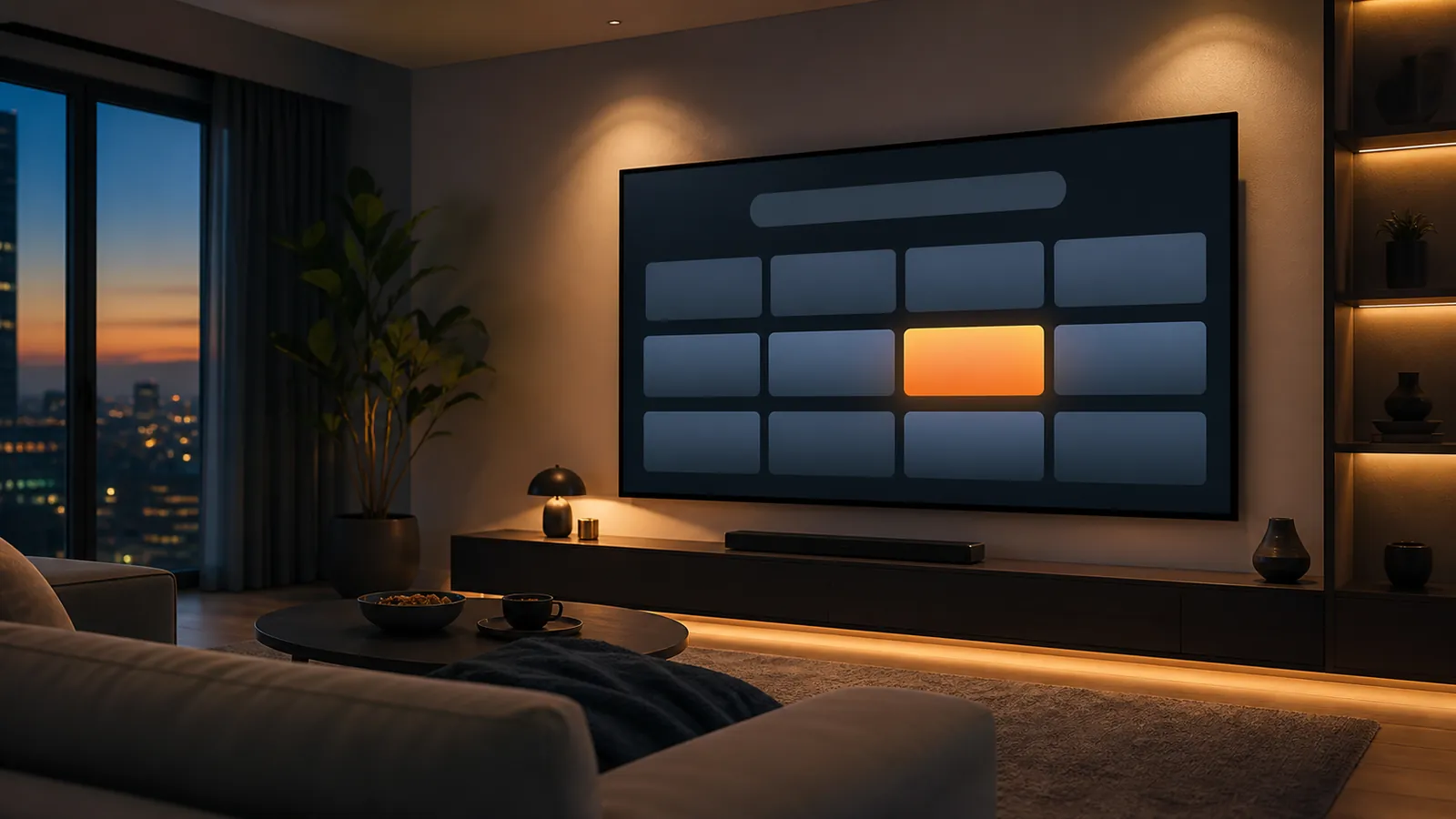 IPTV free trial running on a living room television